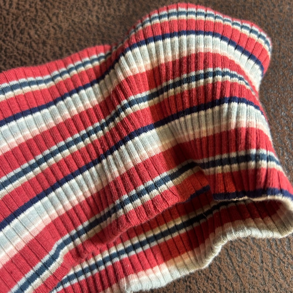 Red and White Striped Ribbed Headband Fabric